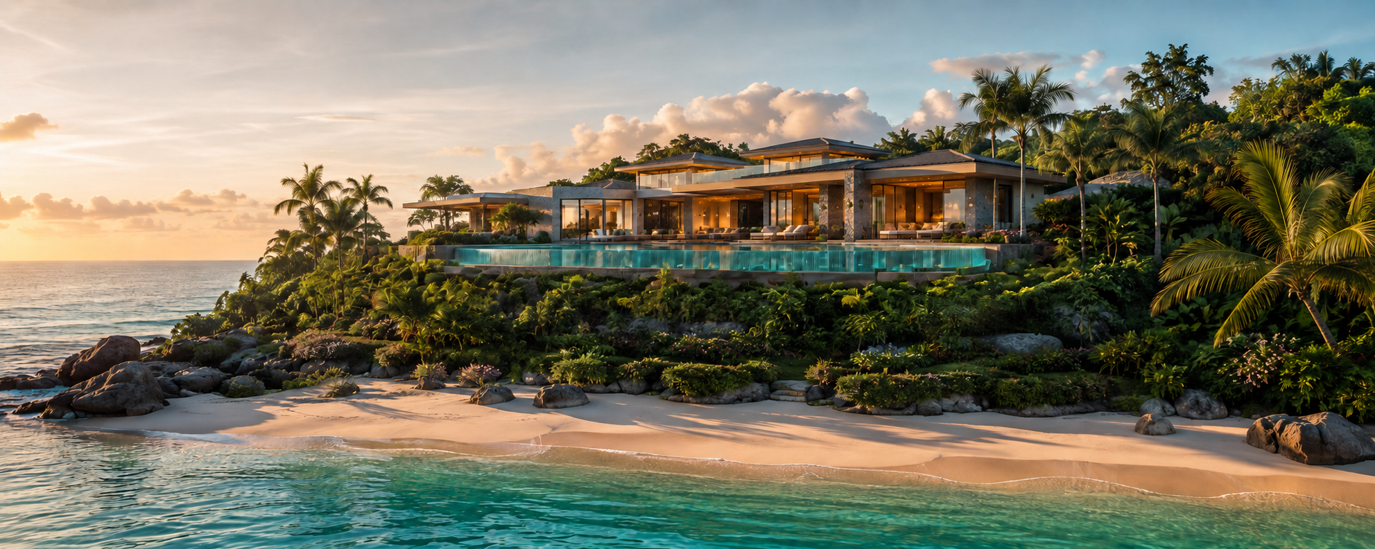 Luxury villa above a private beach